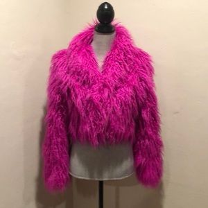 Hot Pink Party Girl Fuzzy Jacket size small